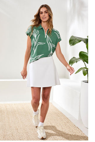 Techno Lux Knit Pull-On A-Line Skort-White