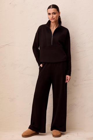 TECHNO LUX Knit Pull-On Wide Leg Joggers-Black