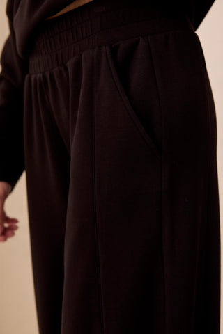 TECHNO LUX Knit Pull-On Wide Leg Joggers-Black