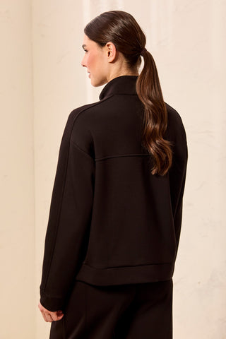 TECHNO LUX Mock Neck Zip Front Jacket-Black