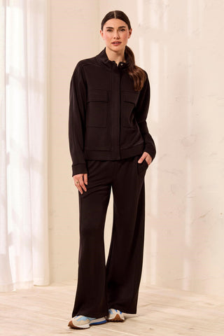 TECHNO LUX Mock Neck Zip Front Jacket-Black