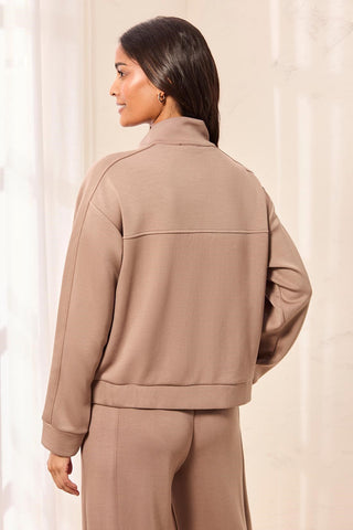 TECHNO LUX Mock Neck Zip Front Jacket-Fossil