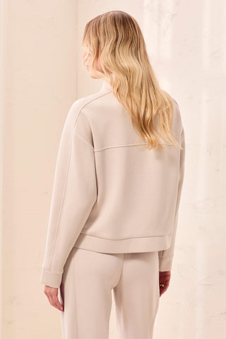 TECHNO LUX Mock Neck Zip Front Jacket-Sanddune
