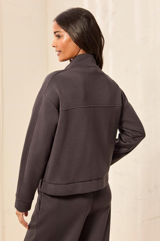 TECHNO LUX Scuba Knit Mock Neck Zip Front Jacket-Tornado