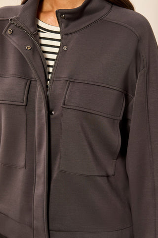 TECHNO LUX Scuba Knit Mock Neck Zip Front Jacket-Tornado