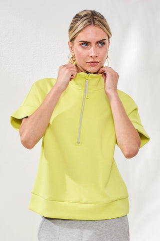 Techno Lux Mock Neck Zip Top-Limetart
