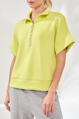 Techno Lux Mock Neck Zip Top-Limetart