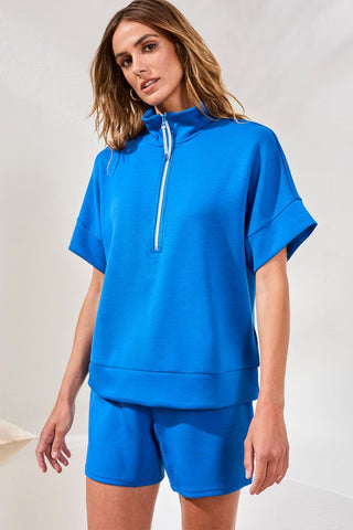 Techno Lux Mock Neck Zip Top-Turkishsea