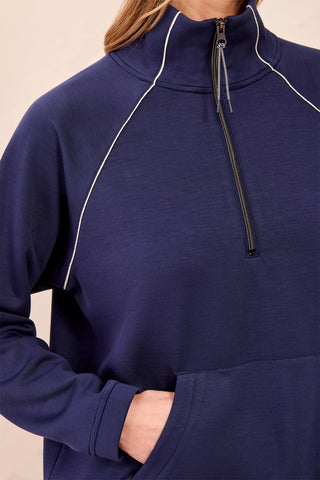 Haut À Quart De Zip En Maille TECHNO LUX SCUBA-Bleu Jet
