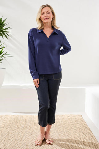 Techno Lux Scuba Johnny Collar Top-Bleu Jet