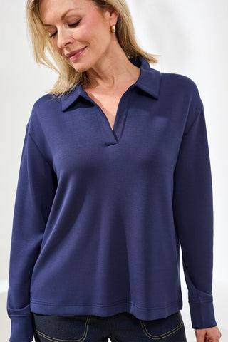 Techno Lux Scuba Johnny Collar Top-Bleu Jet