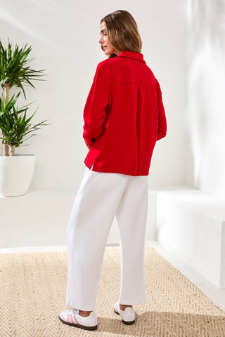 Techno Lux Scuba Johnny Collar Top-Sangria