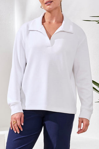 Techno Lux Scuba Johnny Collar Top-Blanc