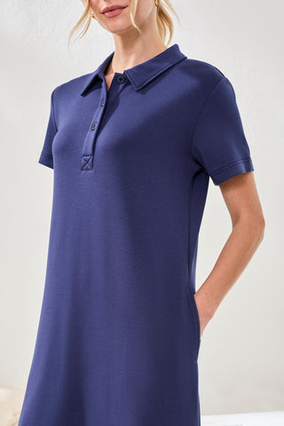 Techno Lux Scuba Short Sleeve Polo Dress-Jet blue