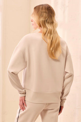 TECHNO LUX V-Neck Drop Shoulder Pullover-Sanddune