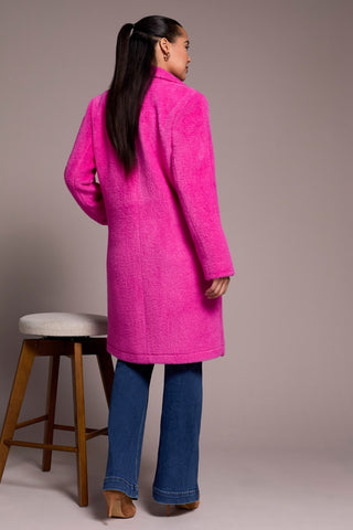 Soft Plush Button-Front Coat-Pink flambe