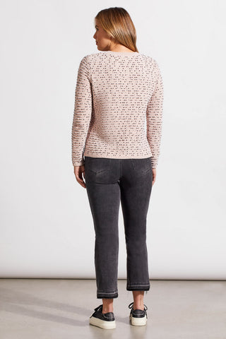 alt view 3 - TEXTURED KNIT CREWNECK SWEATER-Sepia rose