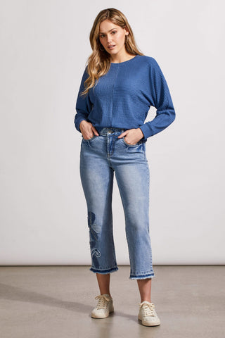 alt view 2 - TEXTURED KNIT DOLMAN SLEEVE TOP-Blue jay