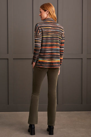 alt view 4 - TEXTURED KNIT MOCK NECK TOP WITH SIDE SLITS-Rust