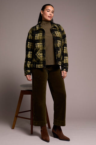 Textured Plaid Lined Button-Front Jacket-Ivy
