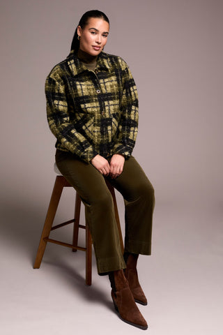 Textured Plaid Lined Button-Front Jacket-Ivy