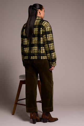 Textured Plaid Lined Button-Front Jacket-Ivy