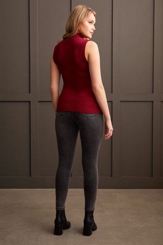 alt view 3 - TEXTURED SLEEVELESS MOCK NECK TOP-Bordeaux