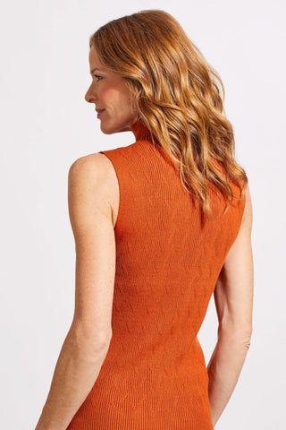 alt view 2 - TEXTURED SLEEVELESS MOCK NECK TOP-Dkdesert