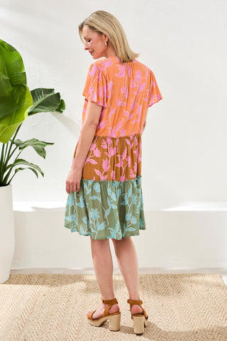 Tiered Printed Crepe Midi Dress-Wisteria