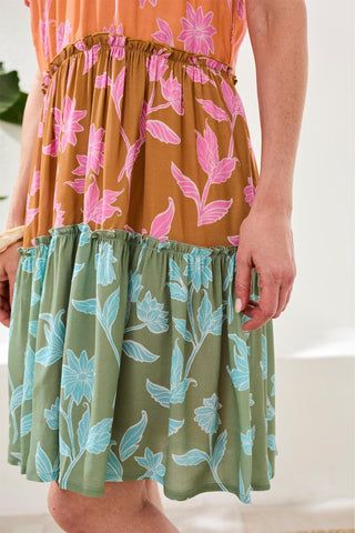 Tiered Printed Crepe Midi Dress-Wisteria