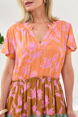 Tiered Printed Crepe Midi Dress-Wisteria