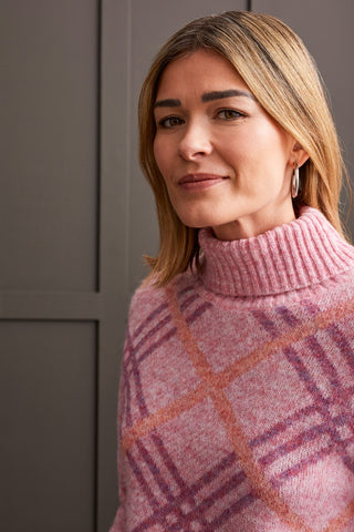 alt view 3 - TURTLENECK INTARSIA SWEATER-Pink lady