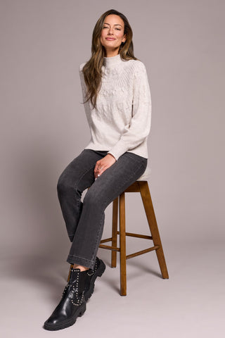 Pull Bicolore À Encolure Ras-Du-Cou-Pierre De Lune