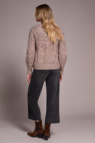 Two-Tone Mock Neck Sweater-Wood