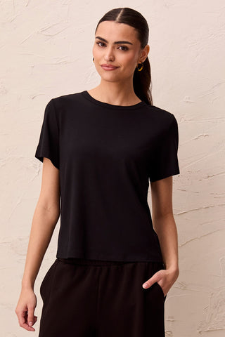Premium Modal Ultra-Soft Short Sleeve Crew Neck Tee-Black