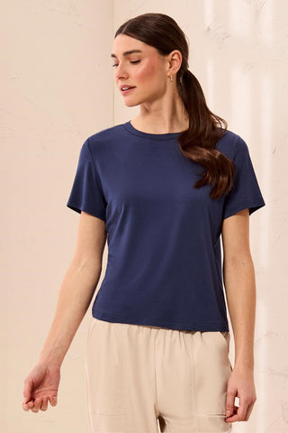 Premium Modal Ultra-Soft Short Sleeve Crew Neck Tee-Jet blue