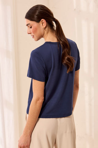 Premium Modal Ultra-Soft Short Sleeve Crew Neck Tee-Jet blue