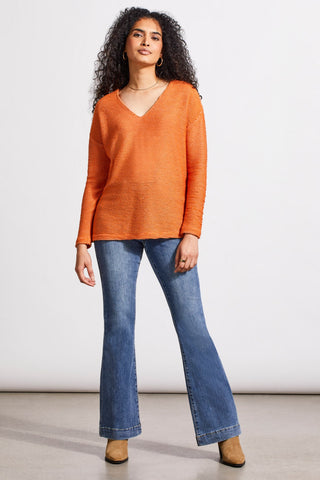 alt view 1 - V-NECK TUNIC WITH SIDE SLITS-Burntorange