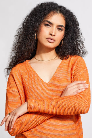 alt view 2 - V-NECK TUNIC WITH SIDE SLITS-Burntorange