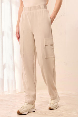 Waffle Knit Elastic Waist Cargo Joggers-Sanddune