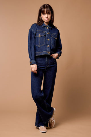 alt view 1 - WAIST LENGTH DENIM JACKET WITH OVERSIZED POCKETS-Dk. denim