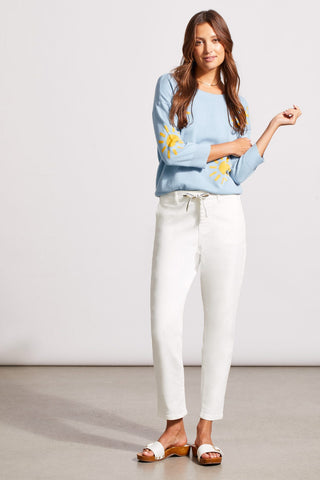 alt view 2 - AUDREY PULL-ON TAPERED JOGGERS-White