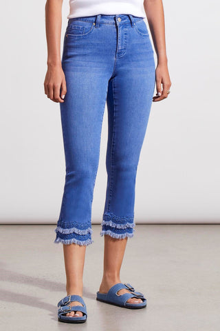 alt view 2 - AUDREY STRAIGHT LEG CROP JEANS WITH EMBROIDERED HEM-Seasapphire