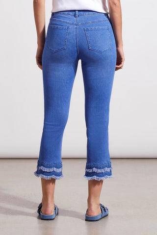 alt view 4 - AUDREY STRAIGHT LEG CROP JEANS WITH EMBROIDERED HEM-Seasapphire
