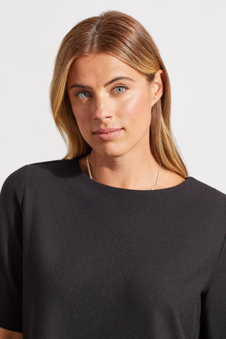 alt view 3 - BOAT NECK TOP WITH ELBOW SLEEVE-Black