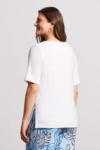 alt view 4 - BOAT NECK TOP WITH ELBOW SLEEVE-White