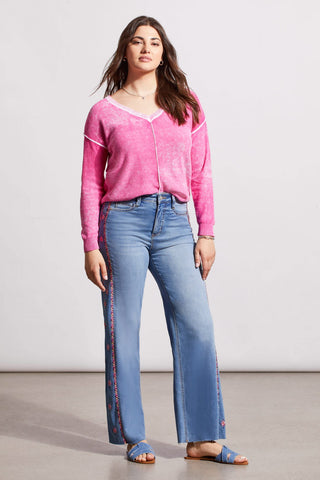 alt view 1 - BROOKE HIGH RISE JEANS WITH SIDE EMBROIDERY-Bluelotus