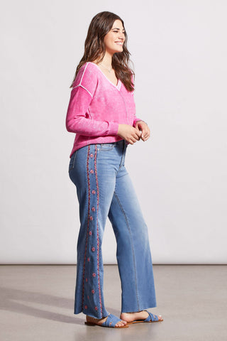 alt view 2 - BROOKE HIGH RISE JEANS WITH SIDE EMBROIDERY-Bluelotus