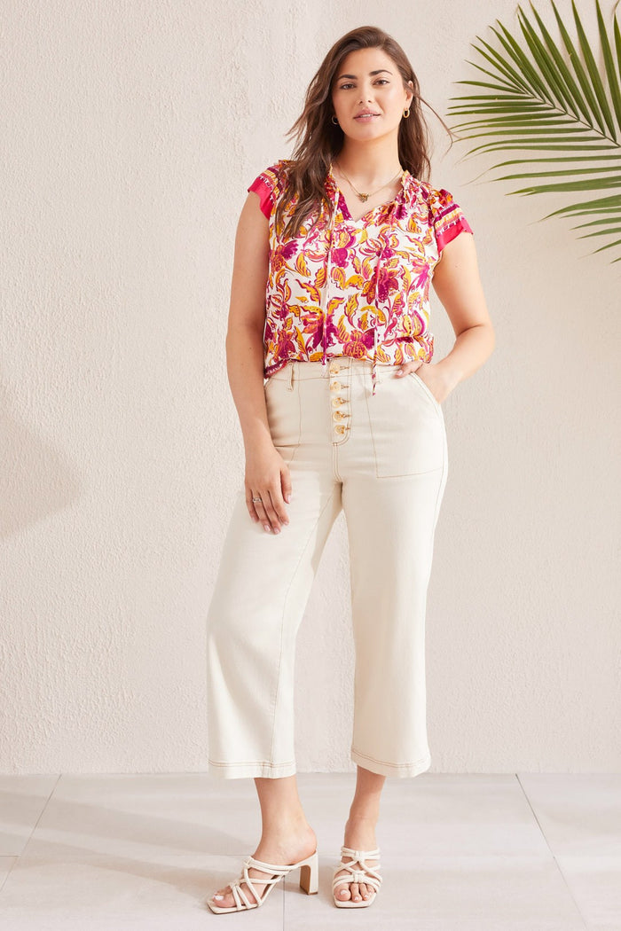 Tribal | High Rise Fly-Front Wide Leg Pant With Pockets main image 1