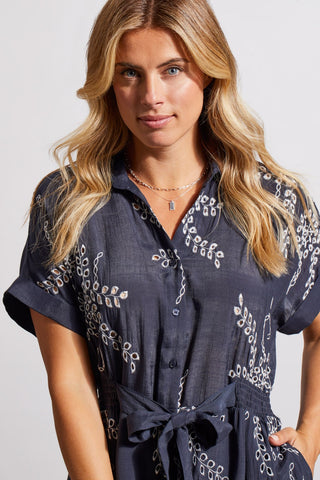 alt view 2 - BUTTON-UP DRESS WITH EMBROIDERY-Jet blue